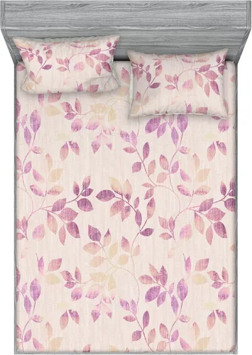 Vista 21 de Ambesonne Floral Fitted Sheet & Pillow Sham Set, Surreal Art Abstract Style Daisy Ornament with Dreamy Vibe Symmetric Print, Decorative Printed 3