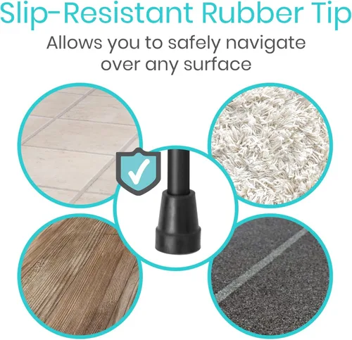 Vista 5 de Vive Walking Cane for Women, Men, Elderly - Patented Offset Grip - Lightweight Adjustable Walking Aid with a Non-Slip Tip - Sturdy Balancing