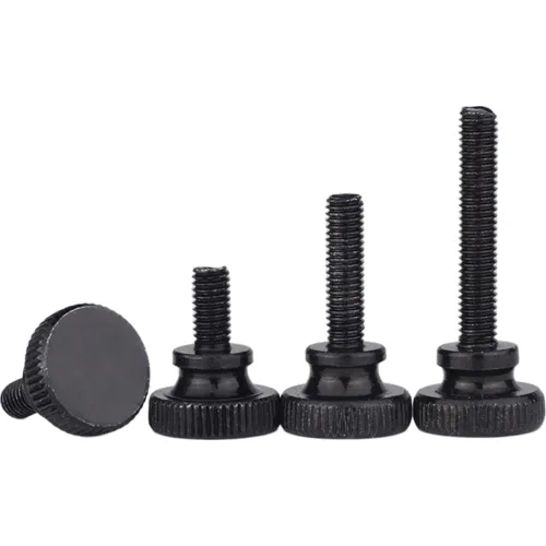 Vista 4 de M6 M8 M10 Tornillo de mano de cabeza alta negro paso de doble capa moleteado de ajuste mecánico Clavo (2 piezas M8x1.0.984x1.378 in)