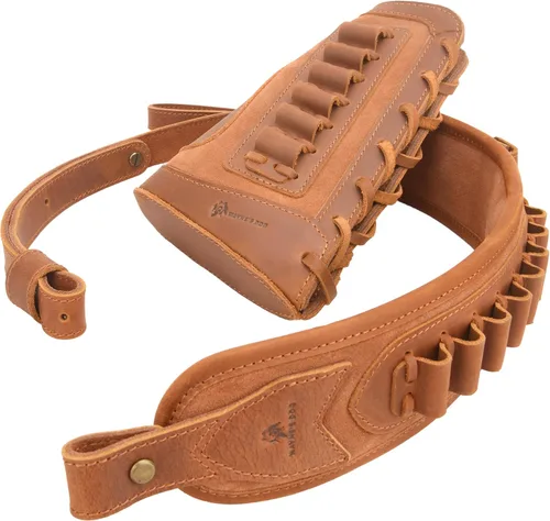 Vista 9 de Soporte para rifles de cuero real Buttstock con correas de eslinga de rifle para .308 .30-06, 45-70 410Mag