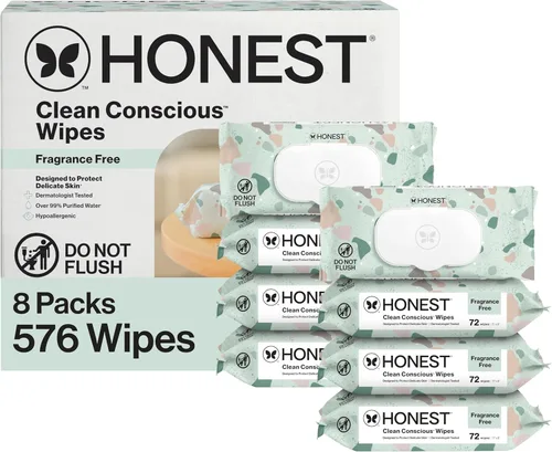 Vista 27 de The Honest Company - Toallitas limpiadoras para bebé con 99% de agua, respetuosas con el medioambiente, compostables, a base de plantas, Pattern Play