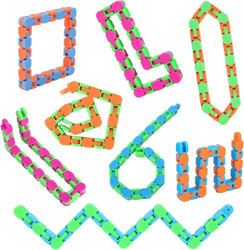 8 piezas de 24 eslabones Fidgets Wacky Tracks juguetes fidget para niños estudiantes de aula regalos rellenos de calcetín escolar plástico sensorial
