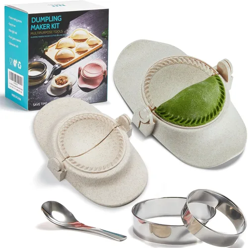 Vista 10 de Prensa para Empanadas, Juego de Moldes para Hacer Dumplings con Cortador de Masa, Juego de Moldes para Dumplings (L/4"+M/3")