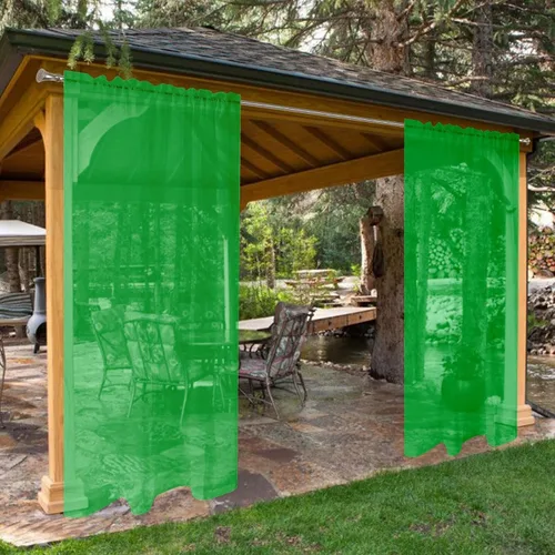 Vista 10 de SpaceDresser Cortinas traslúcidas impermeables para patio y exteriores – 2 paneles de cortina transparente con bolsillo para barra para sala