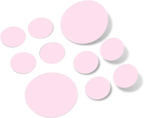 Pegatinas de pared de vinilo rosa bebé, círculos de 2 y 4 pulgadas (30 calcomanías)