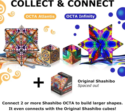 Vista 6 de Shashibo OCTA - Juguete sensorial para ansiedad que cambia de forma, juego magnético STEM para niños inteligentes de 8 a 12 años, adolescentes