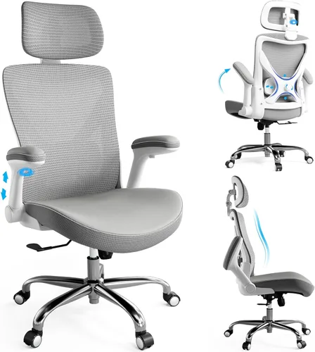 Vista 10 de Ergalithic Silla Ergonómica de Oficina - Silla de Computadora en Forma de X de Malla de Cuero PU con Soporte Lumbar Ajustable - Silla de Escritorio