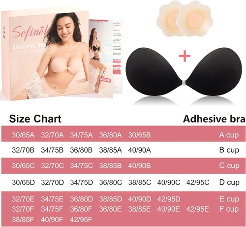 Vista 6 de SEFINEL Sticky Push Up Strapless Bra for Women Invisible Self Adhesive Bra for Backless Dress Reusable Nipple Cover