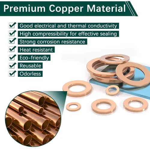 Vista 4 de 350 PCS, Kit Surtido de Arandelas de Sellado de Aplastamiento Métricas de Cobre Premium, Conjunto Mejorado de Juntas de Arandela de Aplastamiento