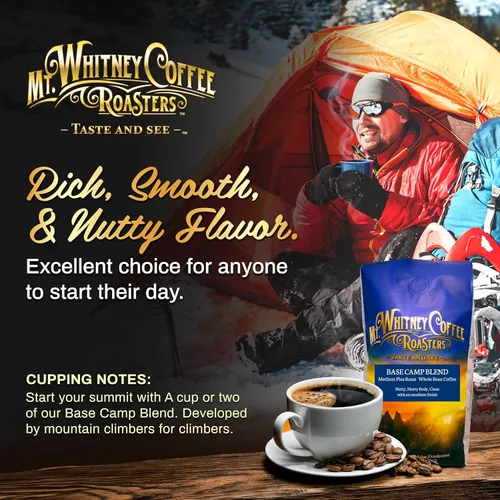 Vista 2 de Mt. Whitney Coffee Roasters Base Camp Blend Café tostado medio oscuro, bajo en ácido, molido, 5 libras (paquete de 1)