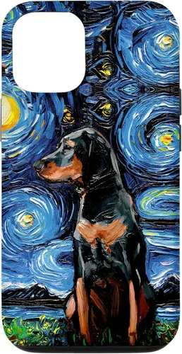Vista 28 de Black and Tan Coonhound Starry Night Art – Dog Lover Gift Case for iPhone 17