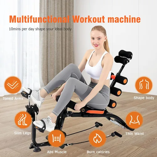 Vista 6 de Banco de Entrenamiento Abdominal – Máquina Ajustable de Abdominales con Bloqueo de Piernas – Entrenador de Core para Gimnasio en Casa