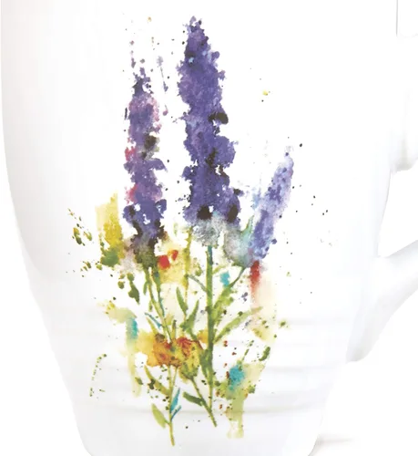 Vista 6 de DEMDACO Dean Crouser - Taza floral de cerámica brillante de cerámica con mango de fácil agarre