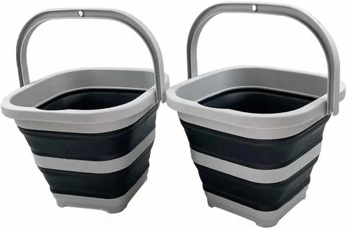 Vista 16 de SAMMART Cubo de limpieza rectangular plegable de 5 litros (1.3 galones), plegable, para camping, playa, arena, agua, tina portátil que ahorra