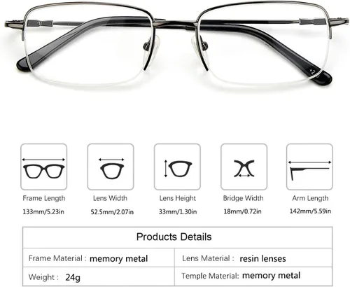 Vista 3 de Gafas progresivas multifocales de lectura para computadora, anteojos presbíopes, bloqueo de luz azul, lentes de metal con memoria para hombres
