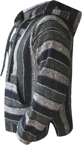 Vista 2 de Del Mex Sudadera mexicana estilo baja, poncho tipo sudadera con capucha, diseño de surf, estilo hippie, jerga