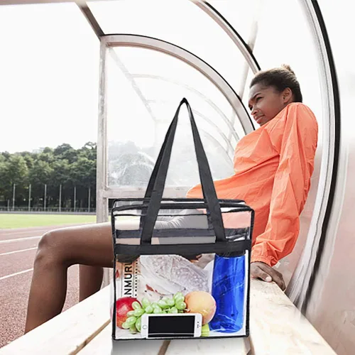 Vista 2 de Bolsa transparente aprobada para estadios, bolsa transparente de seguridad para estadios, viajes y gimnasio, 12 x 6 x 12 pulgadas