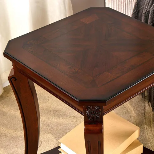 Vista 6 de PADMA HOUSE Mesa auxiliar de madera vintage con estante de almacenamiento Tapa de madera de cerezo