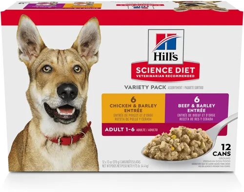 Vista 18 de Hill's Science Diet Alimento húmedo para perros adultos de 1 a 6, carne de res y cebada, latas de 5.8 onzas, paquete de 24