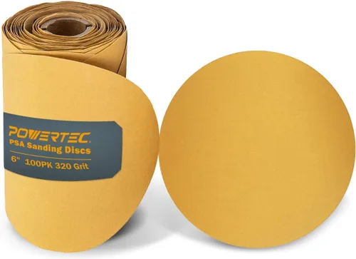 Vista 13 de POWERTEC 10 discos de lijado PSA de grano 60 de 6 pulgadas, papel de lija autoadhesivo de 6 pulgadas, para paneles de yeso, carpintería, pintura