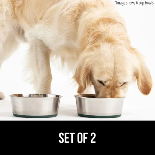 Vista 64 de GORILLA GRIP Juego de 2 cuencos para perros, con capacidad para 8 tazas (64 onzas líquidas), cuenco de metal resistente para alimentos y agua