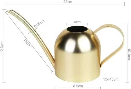 Vista 2 de Regadera de acero inoxidable para plantas de interior y jardín (Oro 15 oz)
