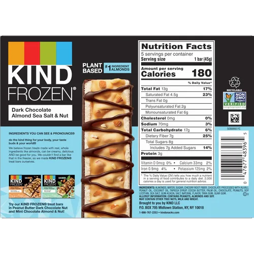 Vista 9 de KIND FROZEN - Barras de chocolate oscuro y almendras con sal marina y nueces (paquete de 5)