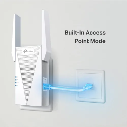Vista 6 de TP-Link Extensor de alcance WiFi 6 AX3000 Elección del editor de PCMag Repetidor inalámbrico de doble banda con puerto Ethernet Hasta 2400