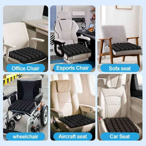 Vista 3 de Cojín de asiento de viaje para avión – Cojines inflables de asiento de célula de aire 3D, cojín ergonómico de viaje para vuelos largos, cojines