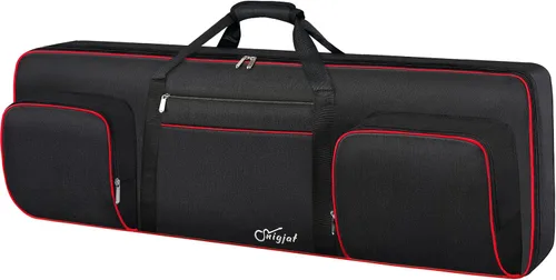 Vista 14 de SNIGJAT Funda para teclado de 61 teclas, funda suave para piano con algodón de 0.32 pulgadas, bolsa para teclado de 61 teclas con asa y correas