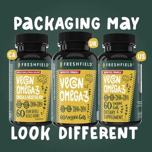 Vista 9 de Freshfield Omega 3 vegano, aceite de algas (algas), empresa libre de aceite de pescado, probado por terceros, sin carragenano, suplemento de DHA