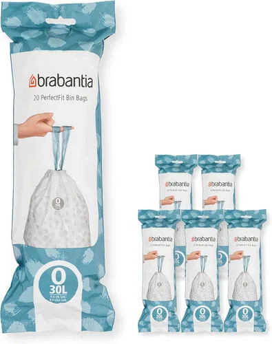 Vista 32 de Bolsas de basura Brabantia PerfectFit (Tamaño W/1.3 Gal) Forros de basura de plástico grueso con asas de cordón (200 bolsas)