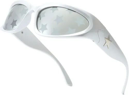 Long Keeper Gafas de sol envolventes Star Y2K para mujeres y hombres, polarizadas, modernas, futuristas, ovaladas, deportivas