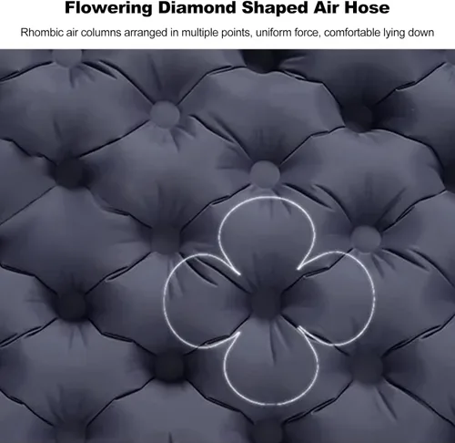 Vista 6 de Ergocar Colchoneta de dormir para camping, almohadilla inflable gruesa con almohada, bomba integrada, colchón inflable ligero para acampar con tela