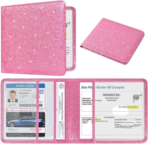 Vista 11 de DMLuna Soporte para Registro de Coche y Seguro, Organizador de Cuero para Documentos de Vehículo en Guantera, Accesorios de Compartimento para Auto