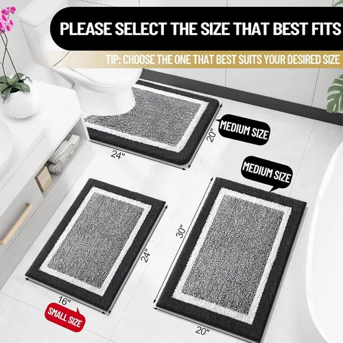 Vista 185 de OLANLY Alfombras de baño 30x20, tapete de baño de microfibra extra suave y absorbente, antideslizante, lavable a máquina, secado rápido, alfombra