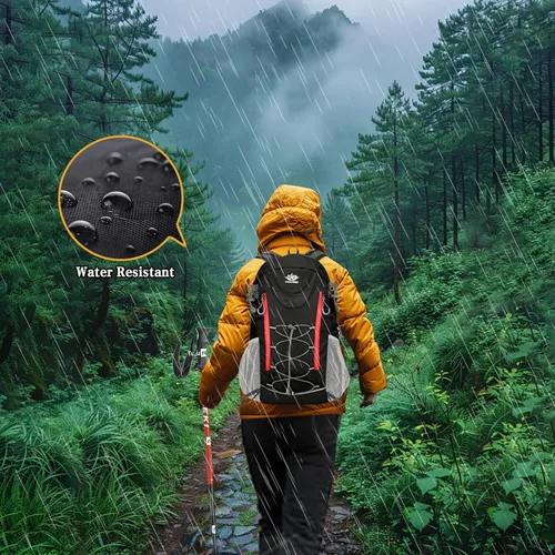 Vista 5 de Mochila de senderismo 35L, mochila de camping para aventuras, color negro