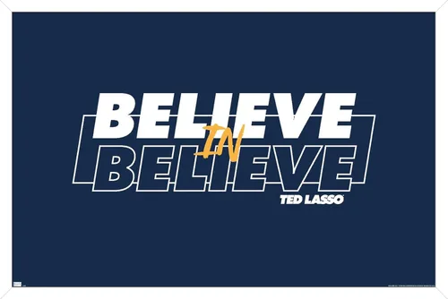 Vista 14 de Trends International Ted Lasso - Póster de pared Believe In Believe, 22.4 pulgadas de largo x 14.7 pulgadas, versión enmarcada en madera de granero