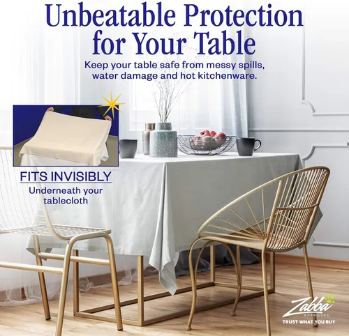 Vista 2 de Innovee Revolutionary protector de mesa contra derrames y calor, primera calidad, reverso de franela, queda plano sin arrugas, corte para adaptarse