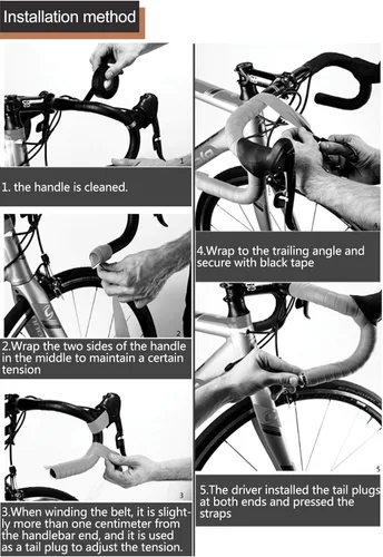 Vista 6 de Cinta de barra de bicicleta de fibra de carbono, venas cómodas, cinta de manillar de bicicleta de carretera EVA con tapones de barra reflectantes