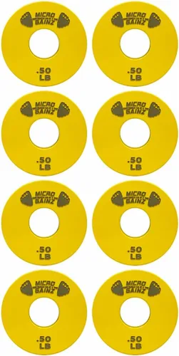 Vista 7 de Micro Gainz 1-Inch Center Hole Standard Fractional Weights Plates Set, 8 Piece Dumbbell & Barbell Set of .50LB Plates for Strength Training and