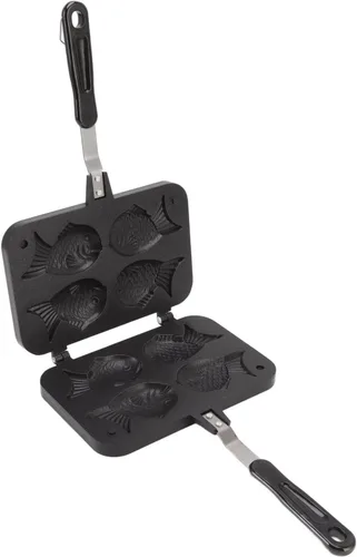 Vista 6 de Molde para tartas con forma de pescado, molde antiadherente para hornear gofres de pescado Taiyaki, molde para hornear gofres, molde de doble cara