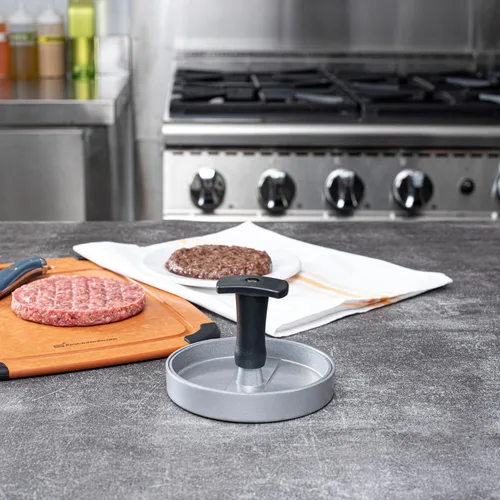 Vista 4 de Restaurantware Met Lux - Prensa de hamburguesas de 4.4 x 3.5 pulgadas, 1 máquina de hamburguesas antiadherente, resistente con asa, molde de prensa