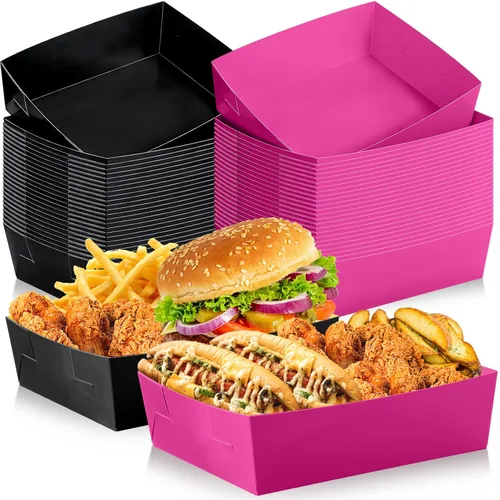 Vista 28 de Uiifan Bandejas de papel extra grandes de 5 libras desechables para comida, barco, nachos, bandejas para servir aperitivos, resistentes a la grasa