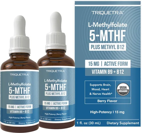 Vista 8 de L Metilfolato 15mg Plus Metil B12 Cofactor – Sabor a Bayas Orgánico, Alta Potencia Líquida Sublingual Forma Activa 5-MTHF - Apoya el Estado