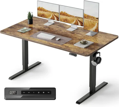 Vista 40 de FEZIBO Escritorio eléctrico de pie de 40 x 24 pulgadas, altura ajustable, sentarse y pararse, escritorio de oficina para computadora con tablero