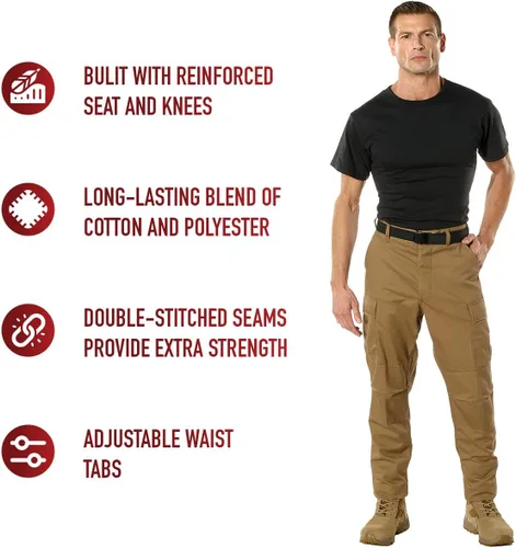 Vista 7 de Rothco Pantalones tácticos BDU con cremallera de ajuste relajado - Uniforme de trabajo EDC de senderismo de carga