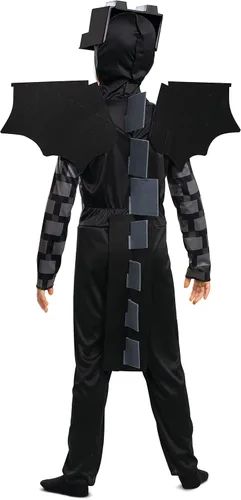 Vista 2 de Minecraft Boys' Minecraft Ender Dragon Costume for Kids, Video Game Inspired Character Outfit Negro