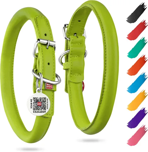 Vista 8 de WAUDOG Collar de cuero enrollado ultrasuave, acolchado suave para perros pequeños, medianos y grandes, collar de cachorro para perros machos