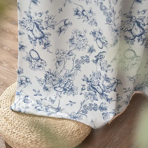 Vista 7 de jinchan Cortinas Opacas Florales 95% de 63 Pulgadas de Largo, Cortina Opaca con Flores Impresas Azules para Dormitorio con Bolsillo para Varilla